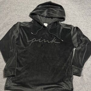 PINK Victoria's Secret Black Velvet Hoodie